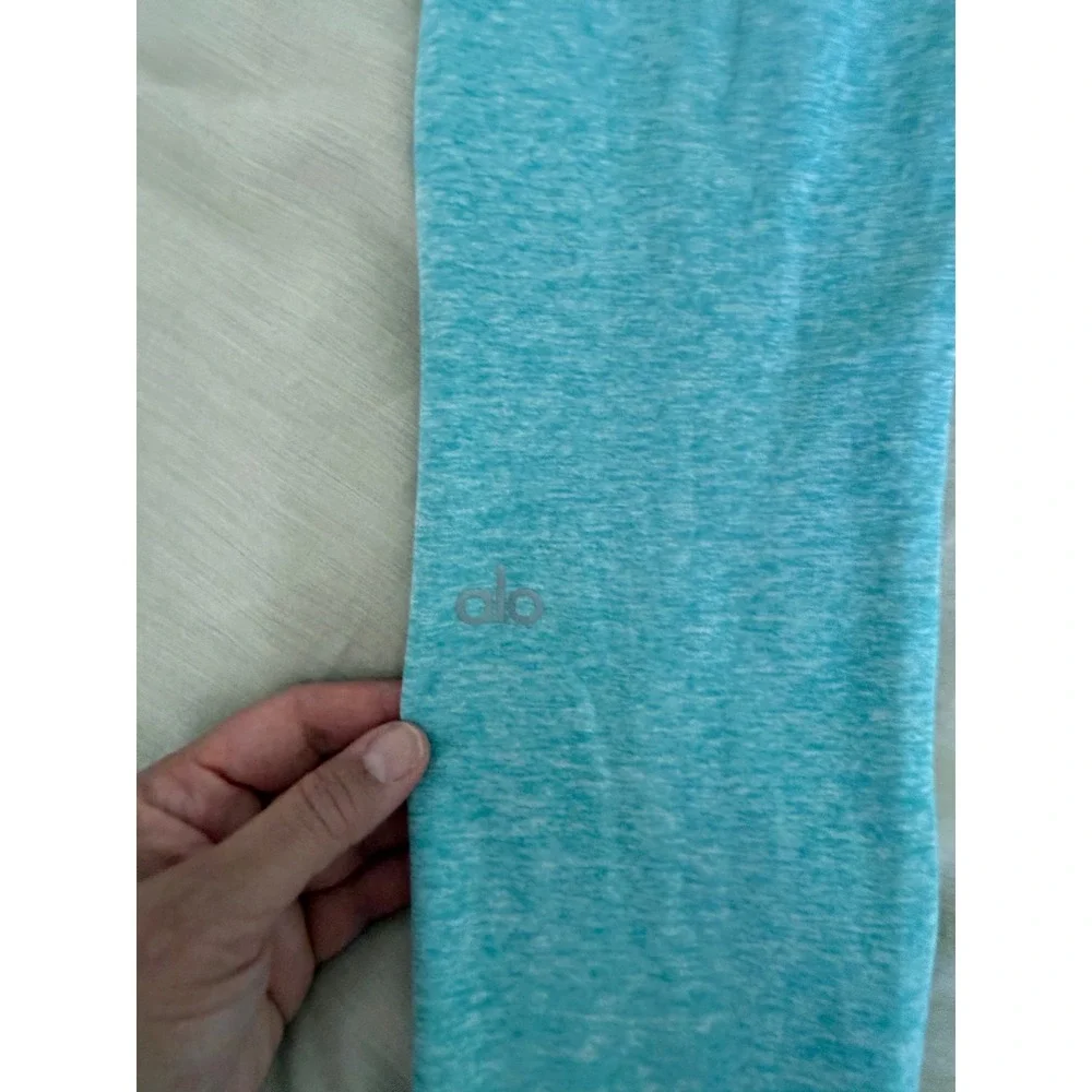 Alo Yoga Alosoft Flow Leggings XS Aqua Blue Heathered High Waist Full Length